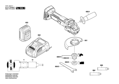 Page 2 Diagram and Parts List for GWS18V-8 3601JH9011 Bosch Angle Grinder