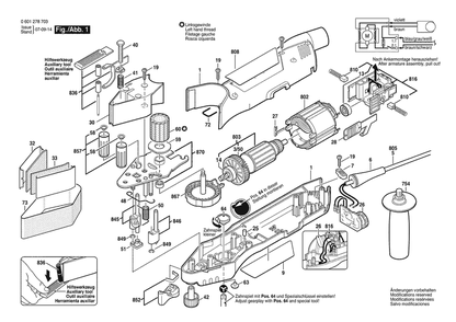Section 1 Diagram and Parts List for GVS350AE 0601278704 Bosch Belt or Drum Sander