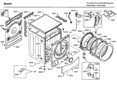 Cabinet Diagram and Parts List for WFVC544CUC 26 Bosch Washer