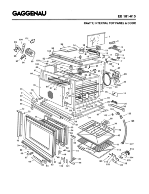 01 - CAVITY, INTERNAL TOP PANEL & DOOR Diagram and Parts List for EB181-610  Bosch Range