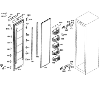 Door Assy Diagram and Parts List for T24IF70NSP 03 Thermador Freezer