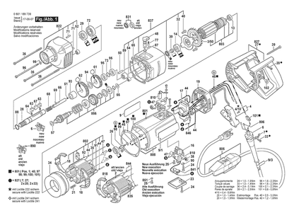 Section 1 Diagram and Parts List for GDB1600WE 0601189739 Bosch Drill