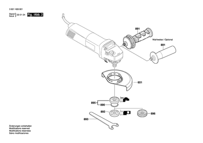 Diagram 2 Diagram and Parts List for GWS1000 3 601 H28 831 Bosch Angle Grinder