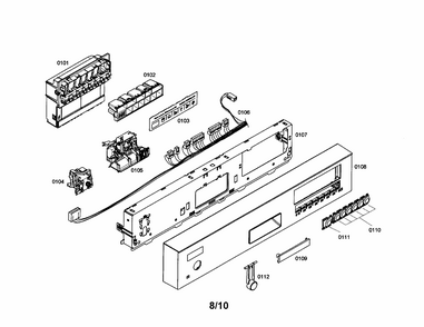 Control Module/fascia Panel Diagram and Parts List for S35KMK17UC 36 Bosch Dishwasher