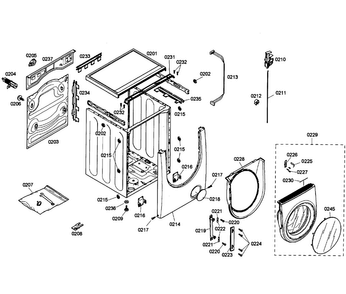 Cabinet Assy Diagram and Parts List for WFMC5301UC 12 Bosch Washer