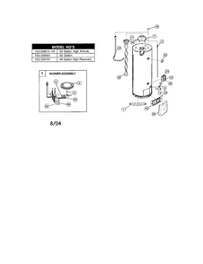 Gas Water Heater Diagram and Parts List for 153339512HA  Kenmore Water Heater