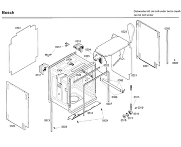 Frame Diagram and Parts List for SHE99C05UC 40 Bosch Dishwasher