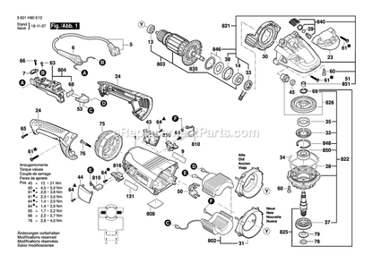 Page 1 Diagram and Parts List for 1974-8D 3601H90E12 Bosch Sander Grinder