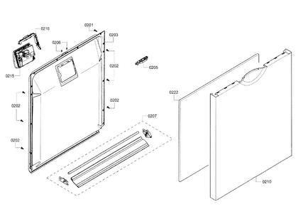 Door Assy Diagram and Parts List for SHE3AR72UC 14 Bosch Dishwasher