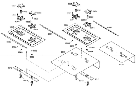 Burners Diagram and Parts List for PRD484EEG01  Thermador Range