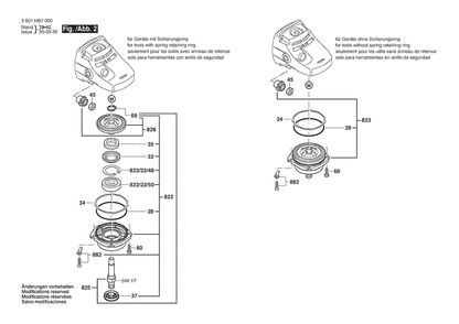 Section 2 Diagram and Parts List for GWS2000-180 3601HB70P0 Bosch Angle Grinder