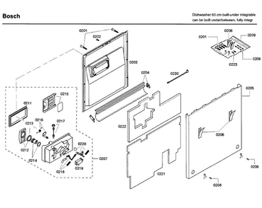 Door Asy Diagram and Parts List for SHV68P03UC 60 Bosch Dishwasher