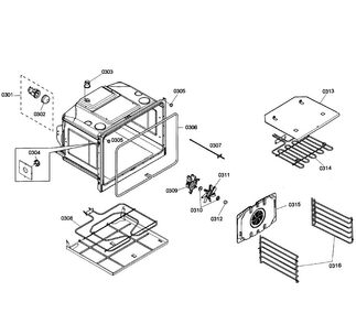 Oven Assy Diagram and Parts List for HBL3460UC 02 Bosch Wall Oven