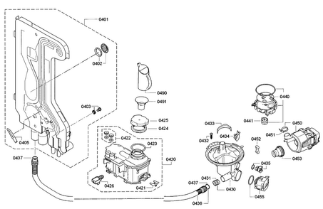 Pump Diagram and Parts List for SHE9PT55UC 82 Bosch Dishwasher