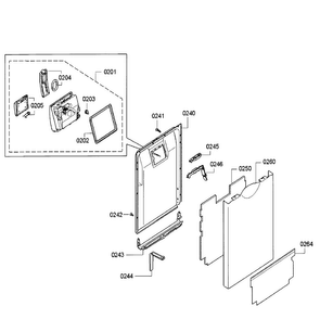 Door Assy Diagram and Parts List for SPE53U56UC 26 Bosch Dishwasher