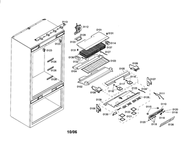 Refrigerator Section Diagram and Parts List for T36IT70PNS 01 Thermador Refrigerator