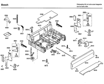 Base Diagram and Parts List for SHX46L15UC 36 Bosch Dishwasher
