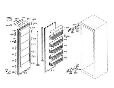 Freezer Door Diagram and Parts List for T30IF70PSS-01  Thermador Freezer