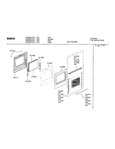 Door Assembly Diagram and Parts List for HGS242UC 01 Bosch Range