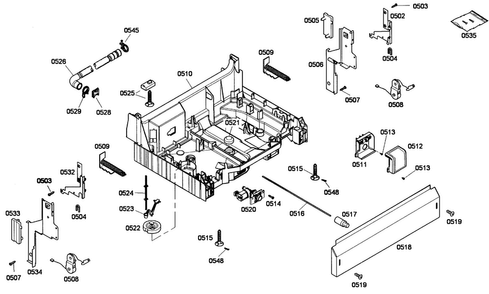 Base Assy Diagram and Parts List for SHE43P02UC 58 Bosch Dishwasher