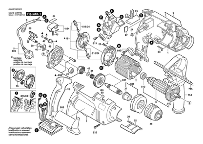 Section 1 Diagram and Parts List for PSB600RPE 0603338869 Bosch Hammer Drill
