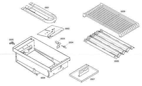 Griddle Diagram and Parts List for PRD486ELG01  Thermador Range