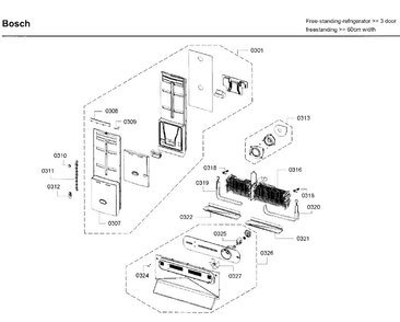 Evap Asy Diagram and Parts List for B26FT70SNS 08 Bosch Refrigerator