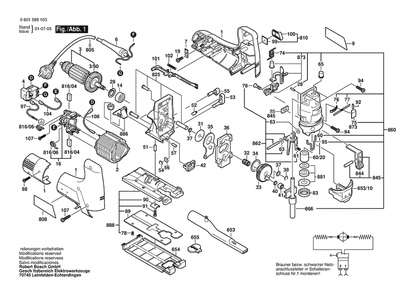 Section 1 Diagram and Parts List for GST100 0601588134 Bosch Jig Saw