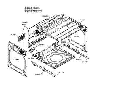 Side Panels/upper Case Diagram and Parts List for HBN5450SK 02 Bosch Wall Oven