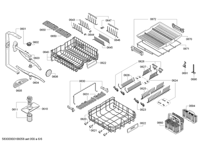 Diagram 6 Diagram and Parts List for SHE9ER55UC-50  Bosch Dishwasher