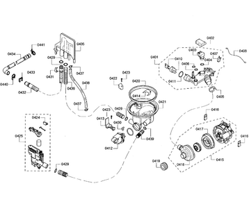 Pump Assy Diagram and Parts List for SHX55R52UC 64 Bosch Dishwasher