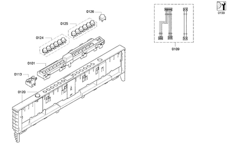 Control Panel Diagram and Parts List for DWHD650GFP 18 Thermador Dishwasher