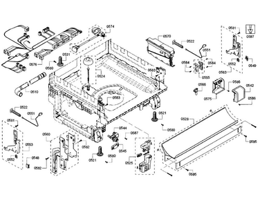 Base Section Diagram and Parts List for SHX5AV52UC 22 Bosch Dishwasher