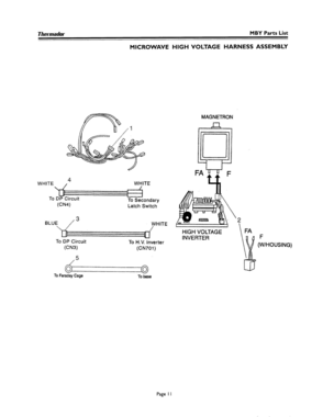 10 - MICROWAVE HIGH VOLTAGE HARNESS ASSEMBLY Diagram and Parts List for MT30B  Bosch Microwave