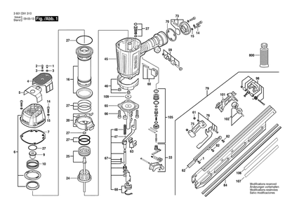 Diagram Diagram and Parts List for SN350-34C 3 601 D91 310 Bosch Nailer