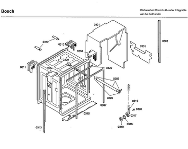 Frame Diagram and Parts List for SHX46L15UC 52 Bosch Dishwasher