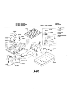 Gas, Cooktop Diagram and Parts List for NGT732UC 01 Bosch Cooktop