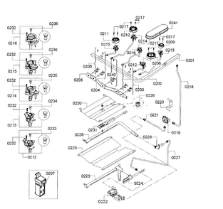 Burners Assy Diagram and Parts List for HGS5053UC 08 Bosch Range