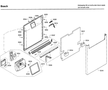 Door Diagram and Parts List for SHE68T52UC 09 Bosch Dishwasher