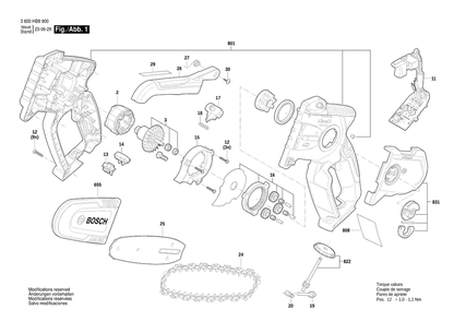 Diagram 1 Diagram and Parts List for 3600HB8900  Bosch Chainsaw