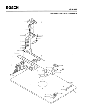 04 - INTERNAL PANEL, UPPER & LOWER Diagram and Parts List for HBN655  Bosch Range