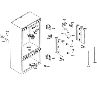 Cabinet Diagram and Parts List for T36IT71NNP 12 Thermador Refrigerator