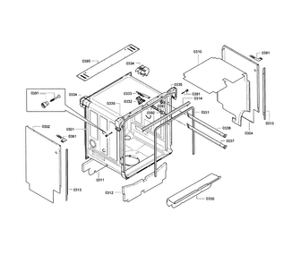 Cavity & Frame Diagram and Parts List for SGE63E15UC 74 Bosch Dishwasher