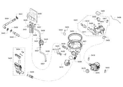 Pump Assy Diagram and Parts List for SHE55RF5UC 63 Bosch Dishwasher