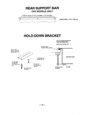 13 - REAR SUPPORT BAR & HOLD-DOWN BRACKET Diagram and Parts List for TMH30S  Bosch Range