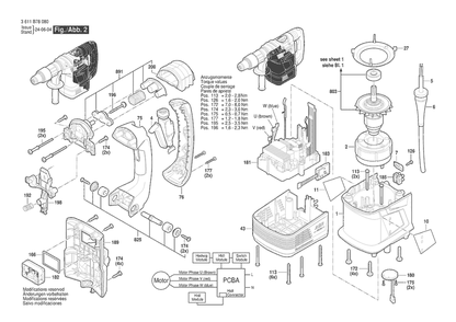 Section 2 Diagram and Parts List for GBH6-42C 3611B780F0 Bosch Hammer Drill