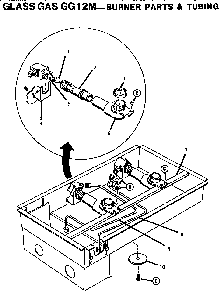 Burner Parts And Tubing Diagram and Parts List for C12M  Thermador Cooktop