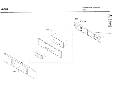 Control Panel Diagram and Parts List for HMC80152UC 01 Bosch Microwave