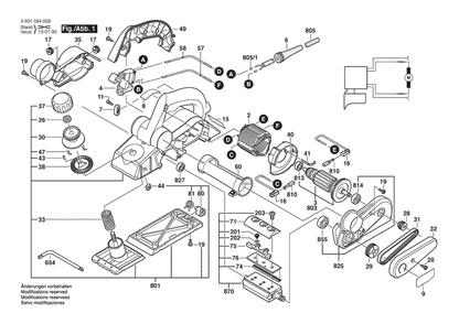 Section 1 Diagram and Parts List for GHO10-82 0601594039 Bosch Planer Jointer