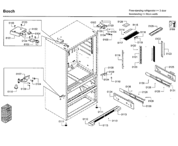 Cabinet Diagram and Parts List for B21CL81SNS 01 Bosch Refrigerator